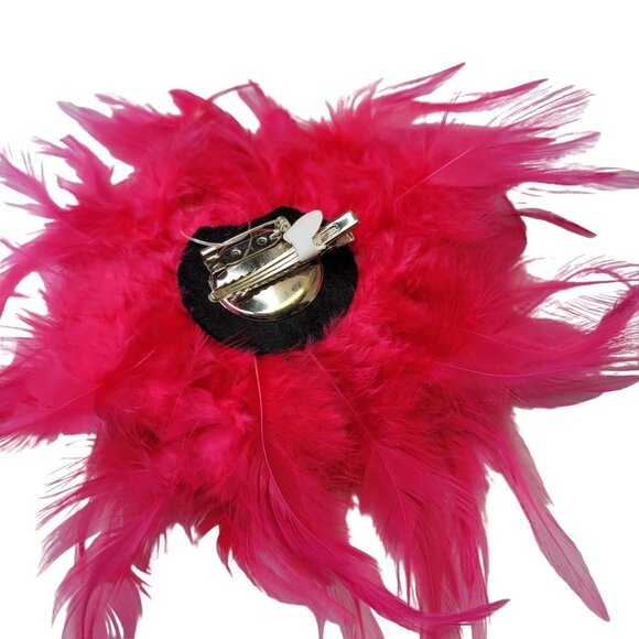 Fuchsia Pink Feathers Fascinator Pink Feathers Brooch Pin Pink Feather Accessory - Picture 3 of 9